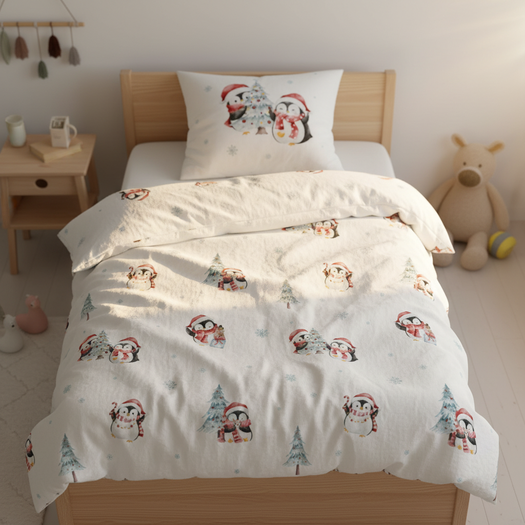 "Winter Pinguine" Premium Kinderbettwäsche