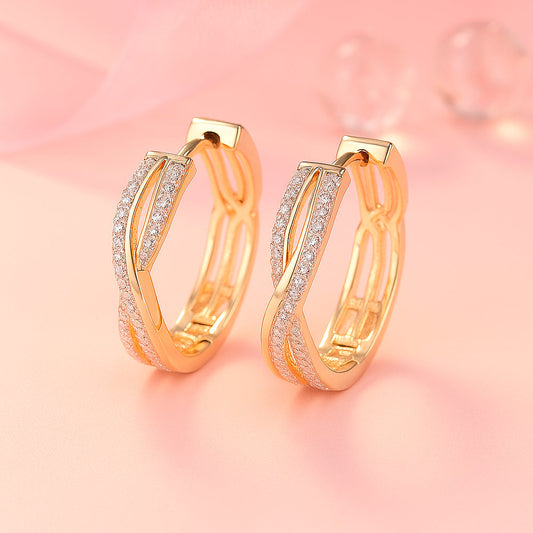 Ohrringe aus Edelstahl, vergoldet, Zirkonia Creolen, 2,4cm