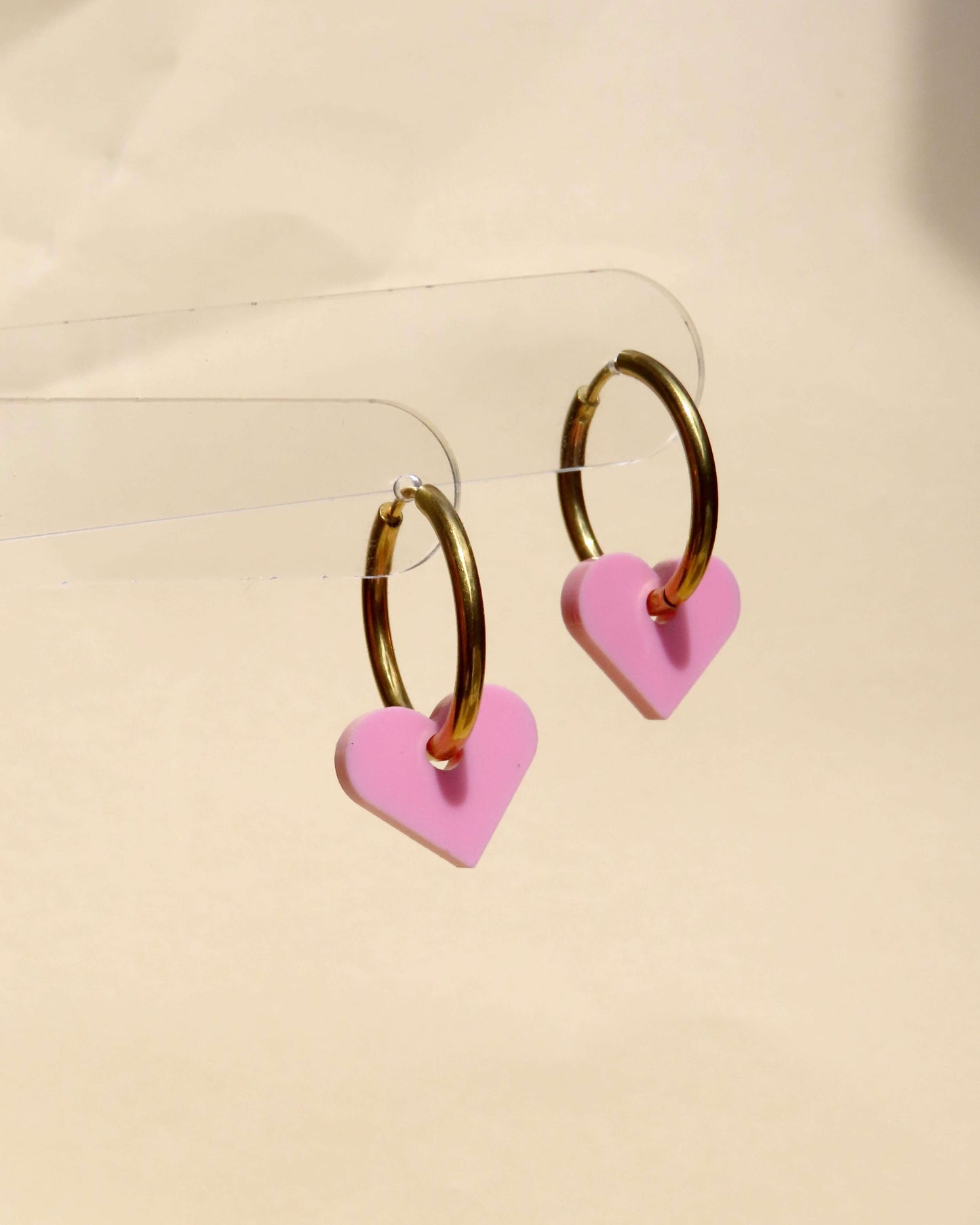 Dópamín Ástarhjarta Eyrnalokkar - bleikir