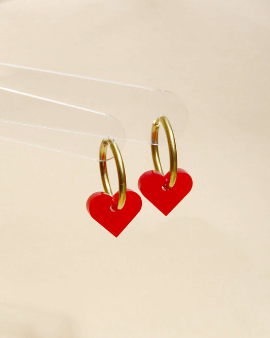 Dopamine Love Herz Creolen - rot