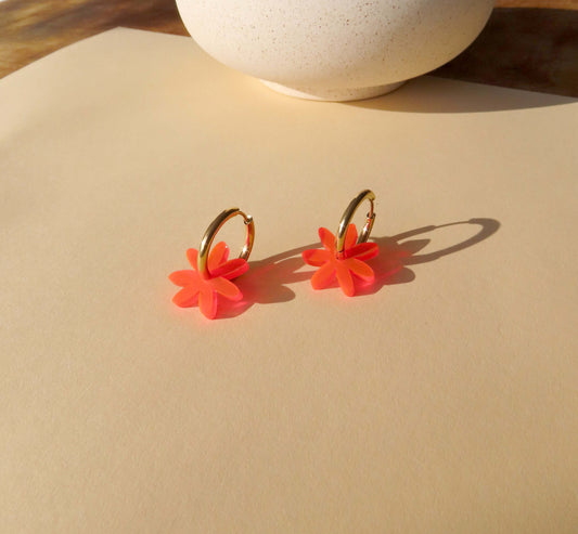 Neon Orange Margarite Edelstahl Hoops