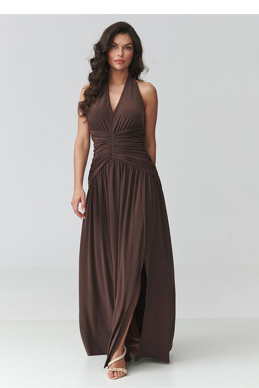 Langes Kleid model 228322 Makadamia