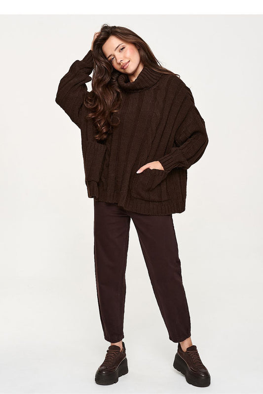 Rollkragenpullover model 232516 Makadamia
