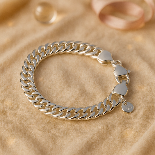 Bracelet made of 925 sterling silver, curb bracelet, 19 cm
