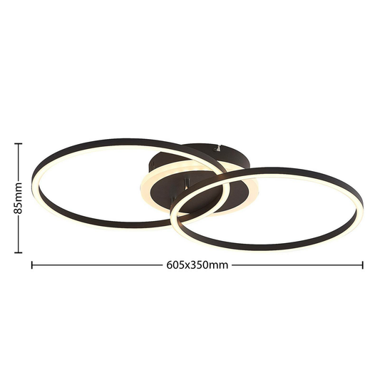 B-grade Lindby Kimari LED ceiling lamp, pendant lamp, light fixture, 30W RGB dimmable, black