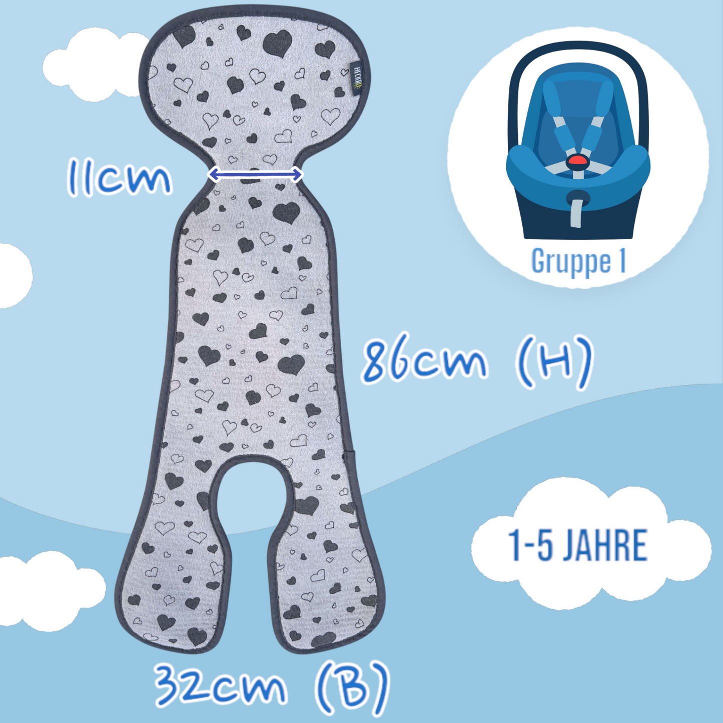 Trageschale Sitzauflage Gruppe 1 Herzen