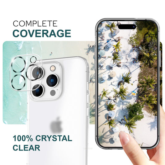 NALIA 2x myndavélarhlíf fyrir iPhone 16 Pro, gegnsætt linsuhlíf fyrir aftari myndavél, gegnsætt myndavélarhlíf, myndavélargler