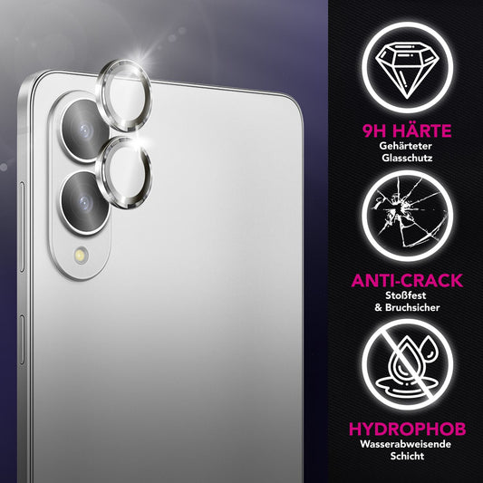 NALIA Focus.Pro CLX Camera Protective Glass for Samsung Galaxy S25 Edge – Lens Ring with 9H Hardness, Anti-Reflection, Crystal Clear Cover, Case Compatible, Scratch-Resistant Glass, 2 Pack