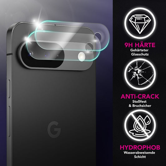 NALIA Focus.X2 MAX Camera Protector for Google Pixel 9 – 2x Camera Protective Glass, Transparent & Scratch-Resistant, Full Lens Coverage, Case Compatible, 9H Hardness, Oleophobic