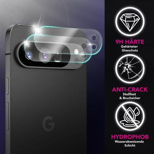 NALIA Focus.X2 MAX Camera Protector for Google Pixel 9 Pro – 2x Camera Protective Glass for Rear Camera, Scratch-Resistant Cover with 9H Hardness, Ultra-Clear, Case-Friendly, Anti-Smear