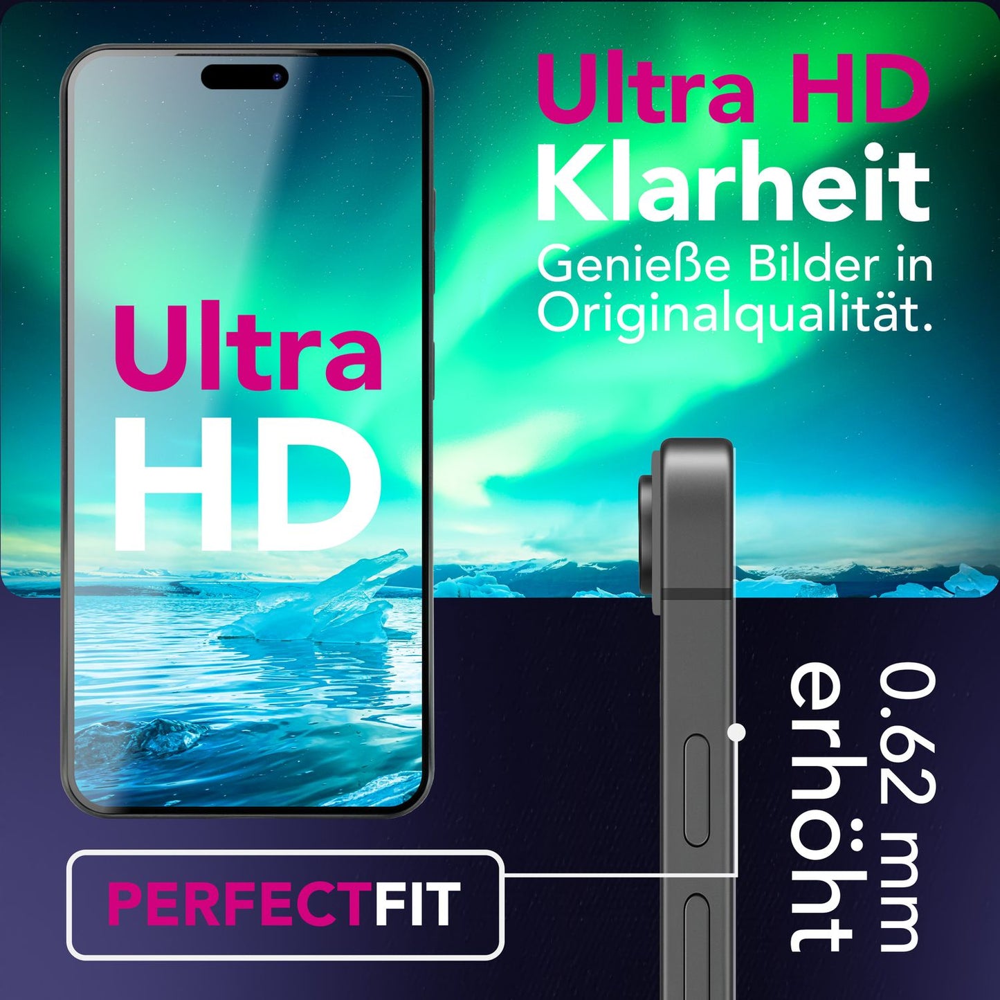 NALIA ArmorGlassX skjágler fyrir Apple iPhone 17 Air (mjög gegnsætt skjár) - 2x verndargler 9H hörku, rispuþolið, hulsturvænt, snertinæmt, olíufælandi, svartur rammi