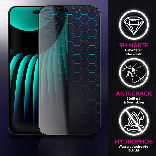 NALIA Privacy Screen Protector AntiSpyX for Apple iPhone 17 Air (Discreet Privacy Screen Protector) - Display Glass with 9H Hardness, Anti-Spy Technology, Scratch-Resistant, Oleophobic, Bubble-Free, for Cases