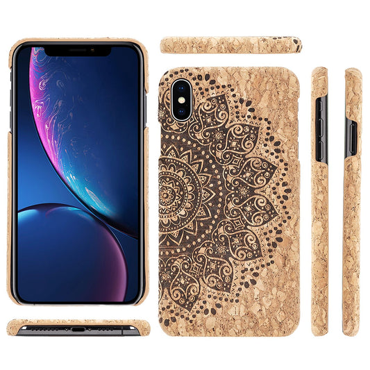 NALIA Kork Hülle für Apple iPhone X XS, Handy Hard Case Holz Look Schutz Cover
