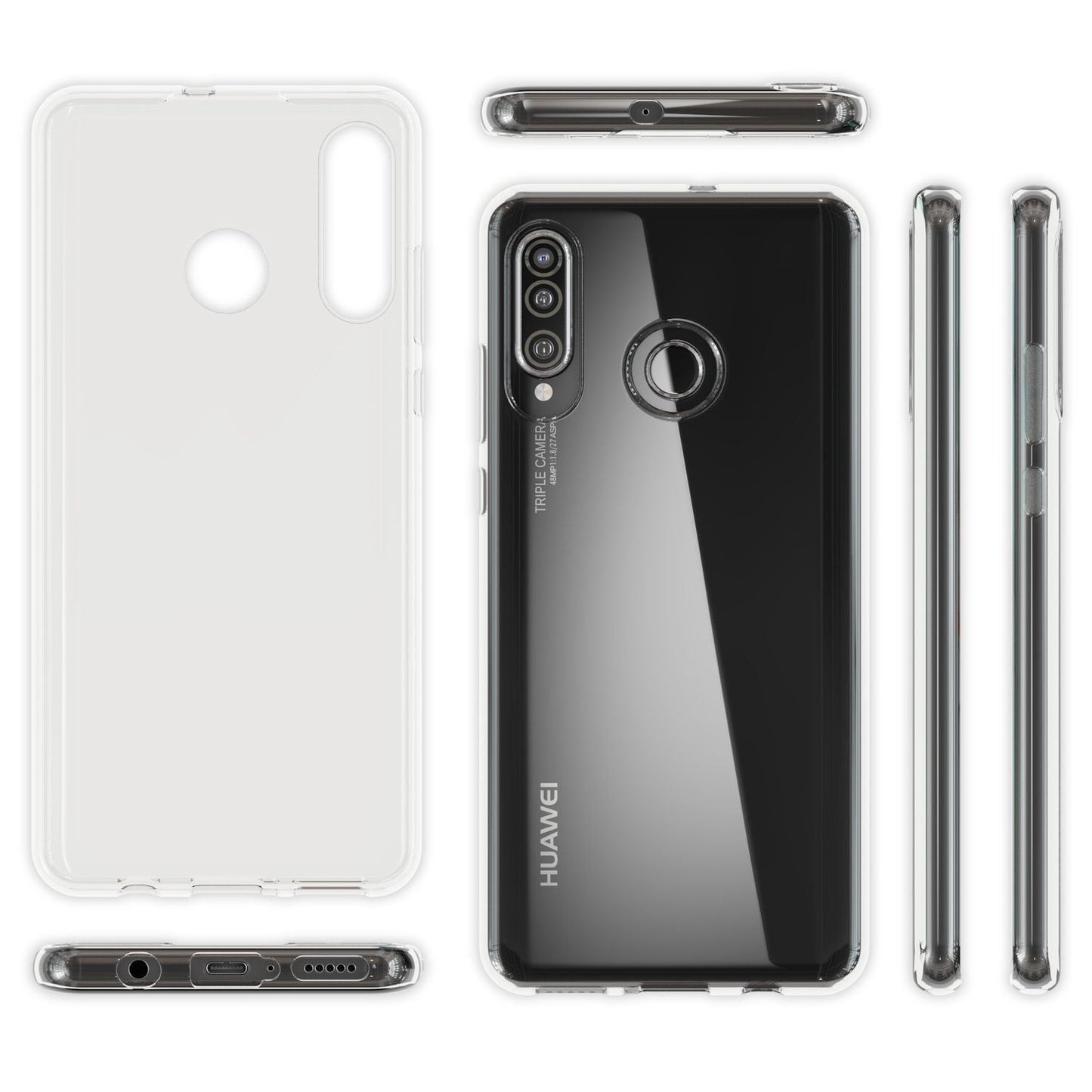 NALIA Handyhülle für Huawei P30 Lite Hülle, Durchsichtige Silikon Schutzhülle