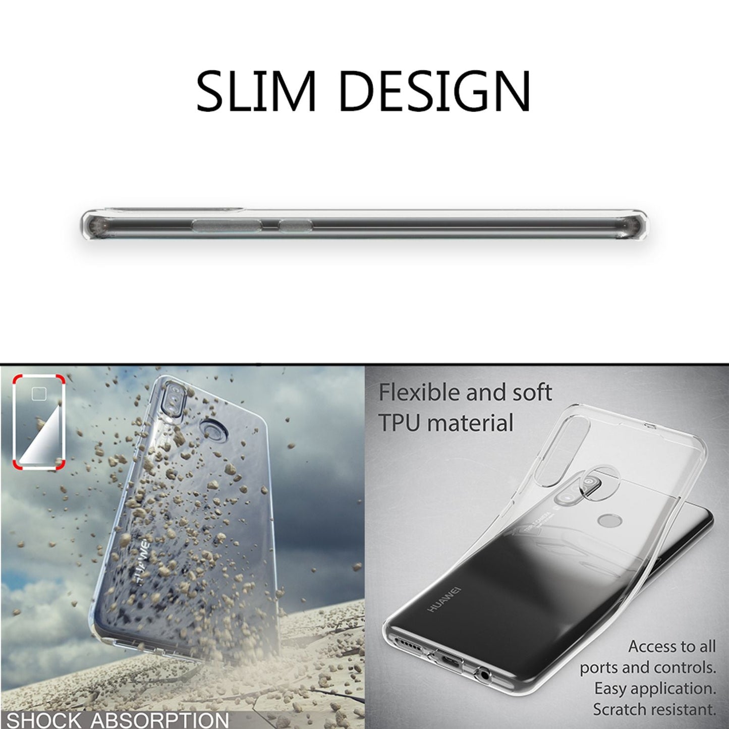 NALIA Case for Huawei P30 Lite, Design Phone Case, Slim Silicone Protective Case