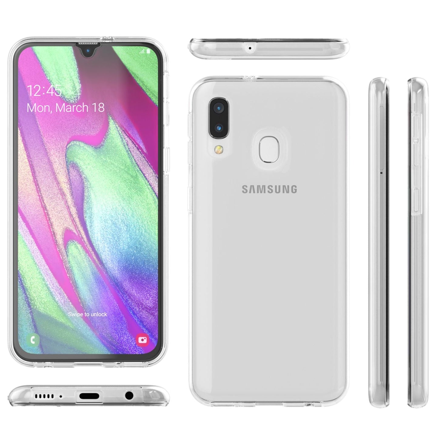 NALIA símahulstur fyrir Samsung Galaxy A20e, 360 gráðu hlífðarhulstur með stuðara