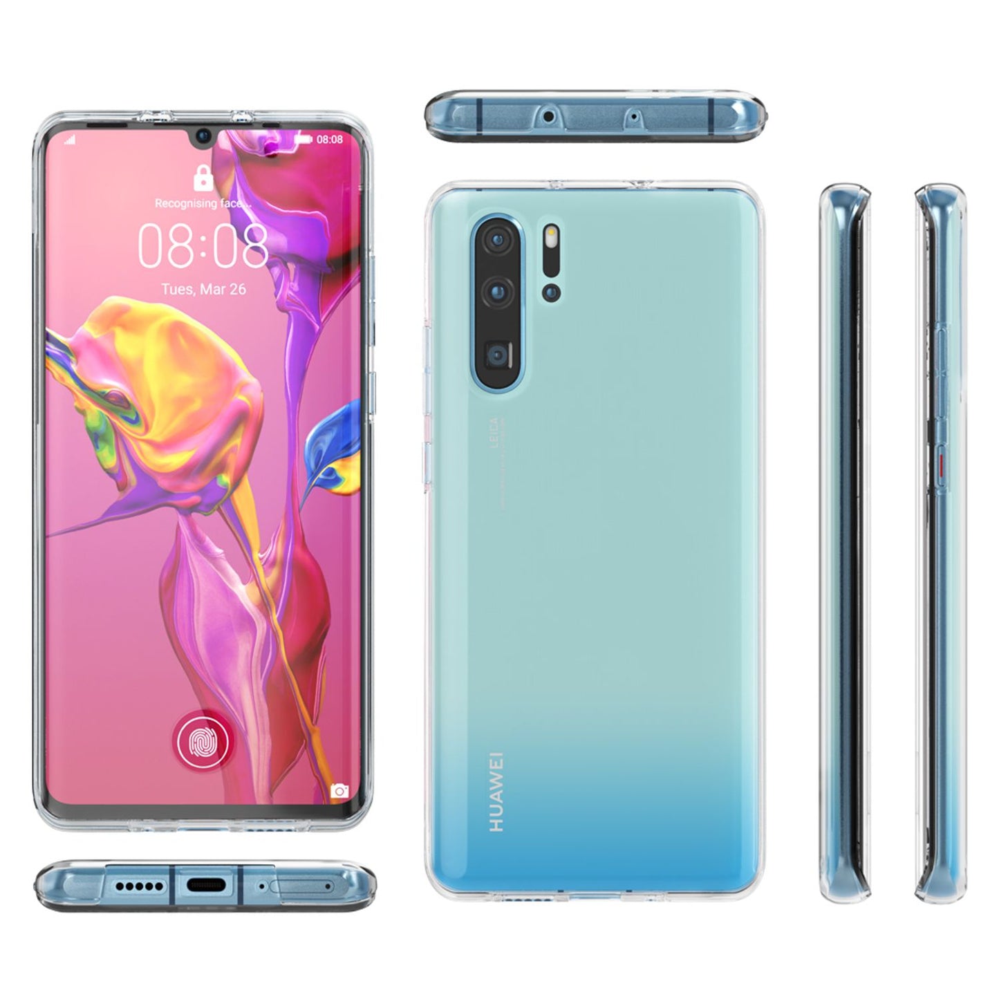 NALIA símahulstur fyrir Huawei P30 Pro, 360 gráðu hulstur með skjávörn
