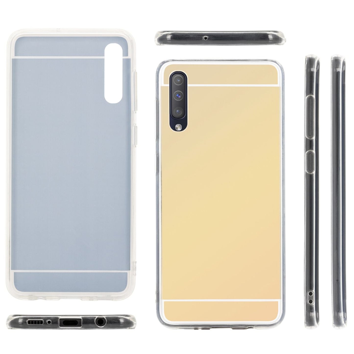 NALIA Handy Hülle für Samsung Galaxy A50, Spiegel Case Cover Schutz Bumper Etui