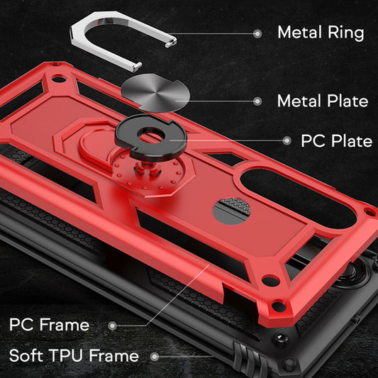 NALIA Ring símahulstur fyrir Huawei P30 Lite, 360 gráðu verndandi hulstur með stuðara