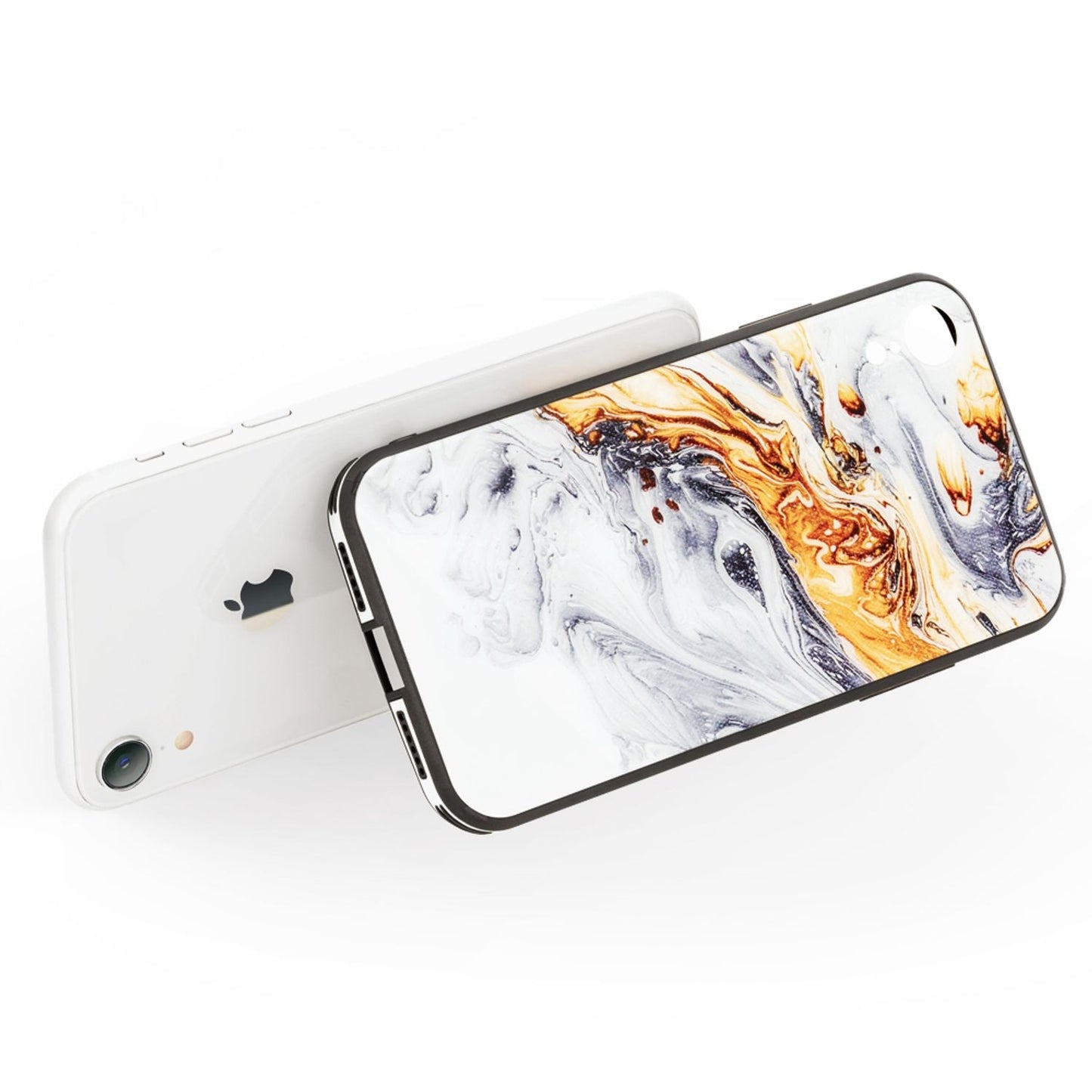 NALIA símahulstur fyrir iPhone XR, hertu gleri með marmarahönnun, hulstur með stuðara