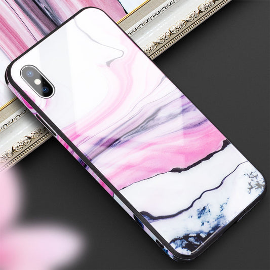 NALIA Phone Case for iPhone XS Max, Tempered Glass Marble Design Protective Cover