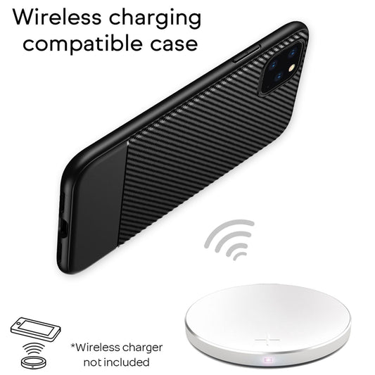 NALIA Símahulstur með kolefnisútliti fyrir iPhone 11 Pro Max, TPU hulstur með stuðaravörn