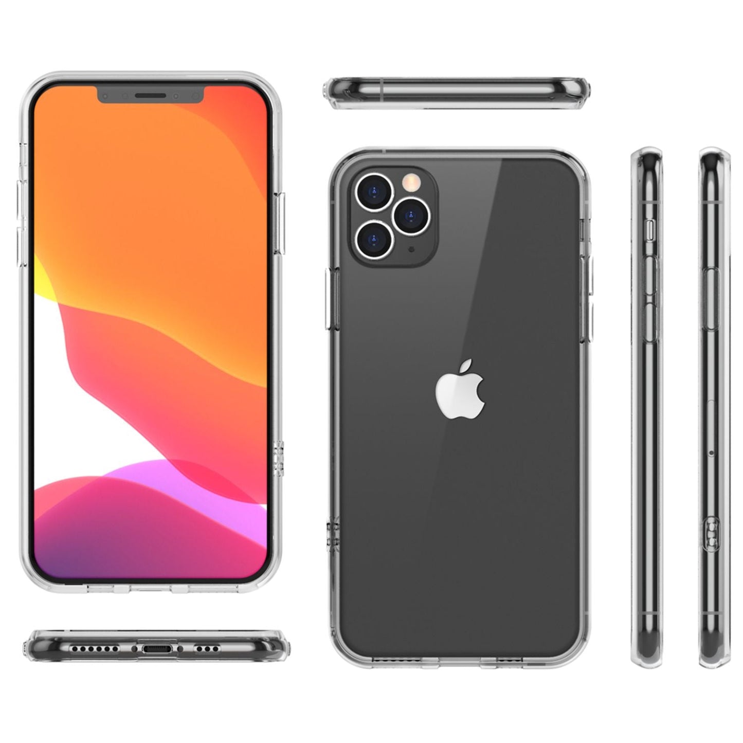 NALIA símahulstur úr hertu gleri fyrir iPhone 11 Pro Max, gegnsætt hart hulstur