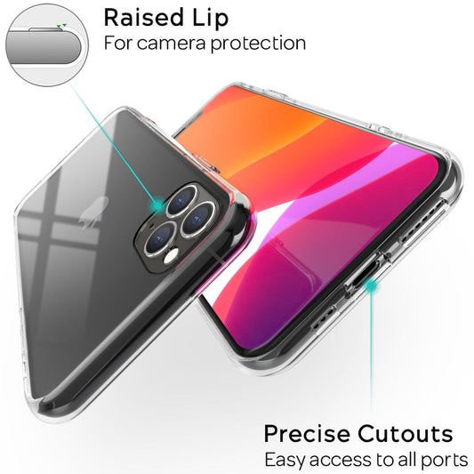 NALIA símahulstur úr hertu gleri fyrir iPhone 11 Pro, gegnsætt hart hulstur