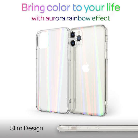 NALIA Tempered Glass Phone Case for iPhone 11 Pro Max, Rainbow Case Cover