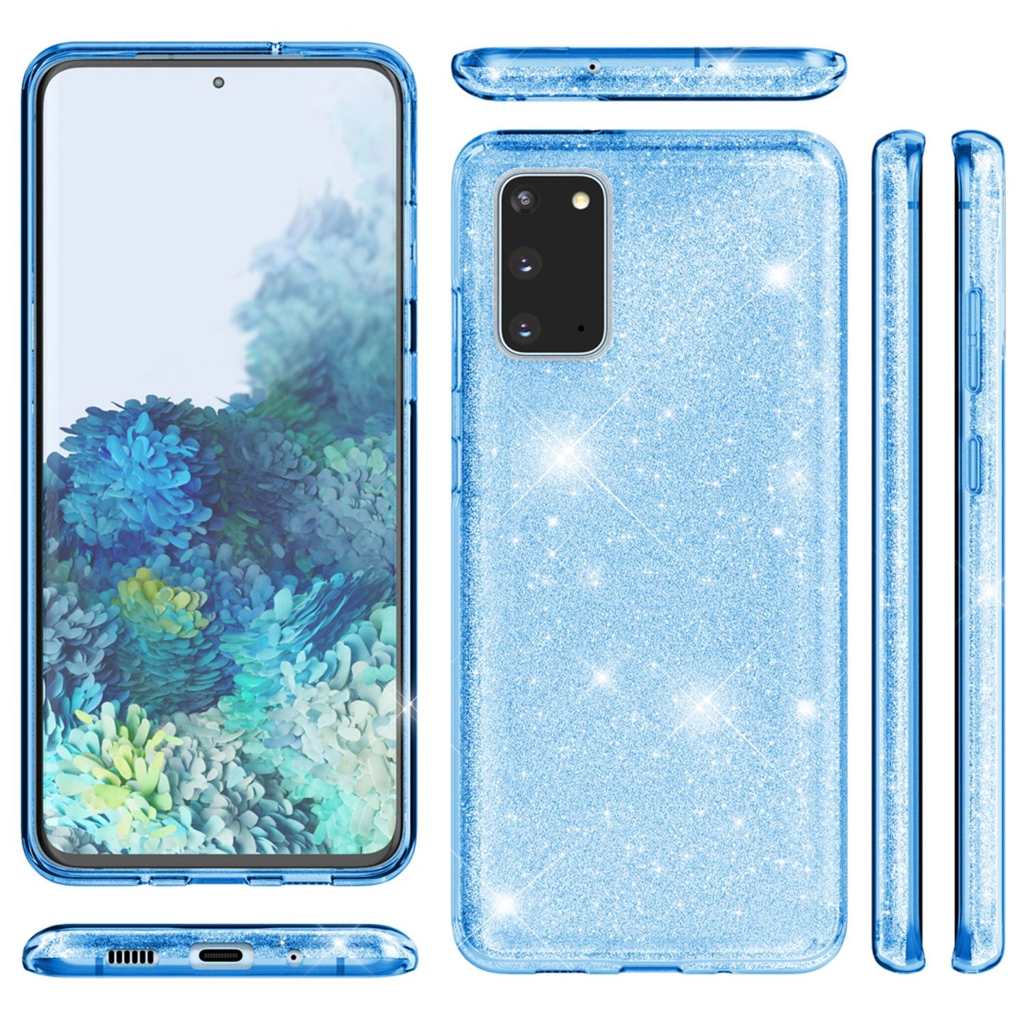 NALIA Glitter Case for Samsung Galaxy S20, Diamond Protective Case Phone Bag
