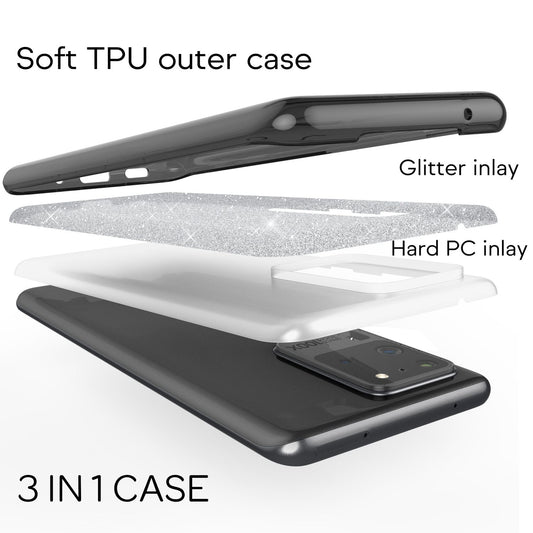 NALIA Glitter Case for Samsung Galaxy S20 Ultra, Diamond Protective Bumper Case