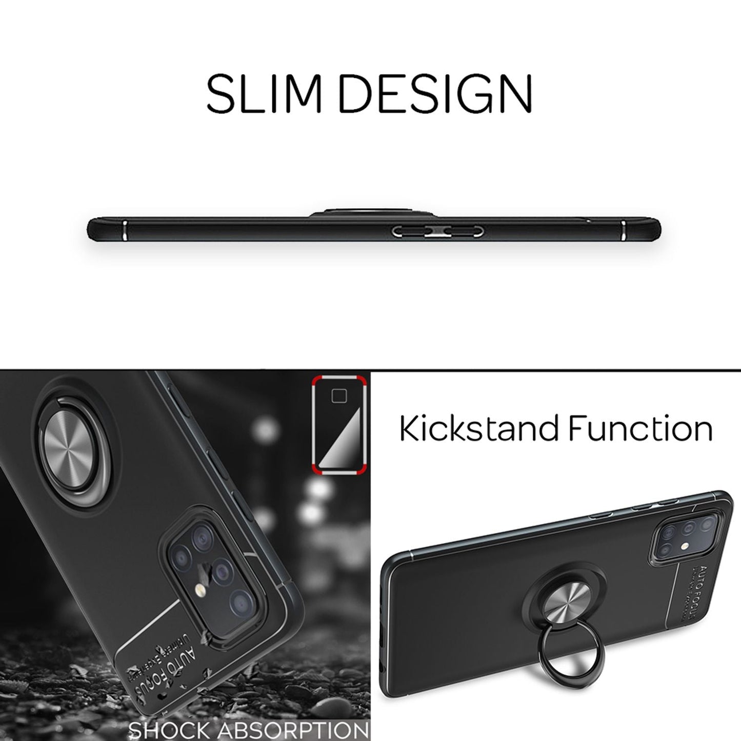 NALIA 360° Ring Phone Case for Samsung Galaxy A51, Robust Silicone Phone Protective Case