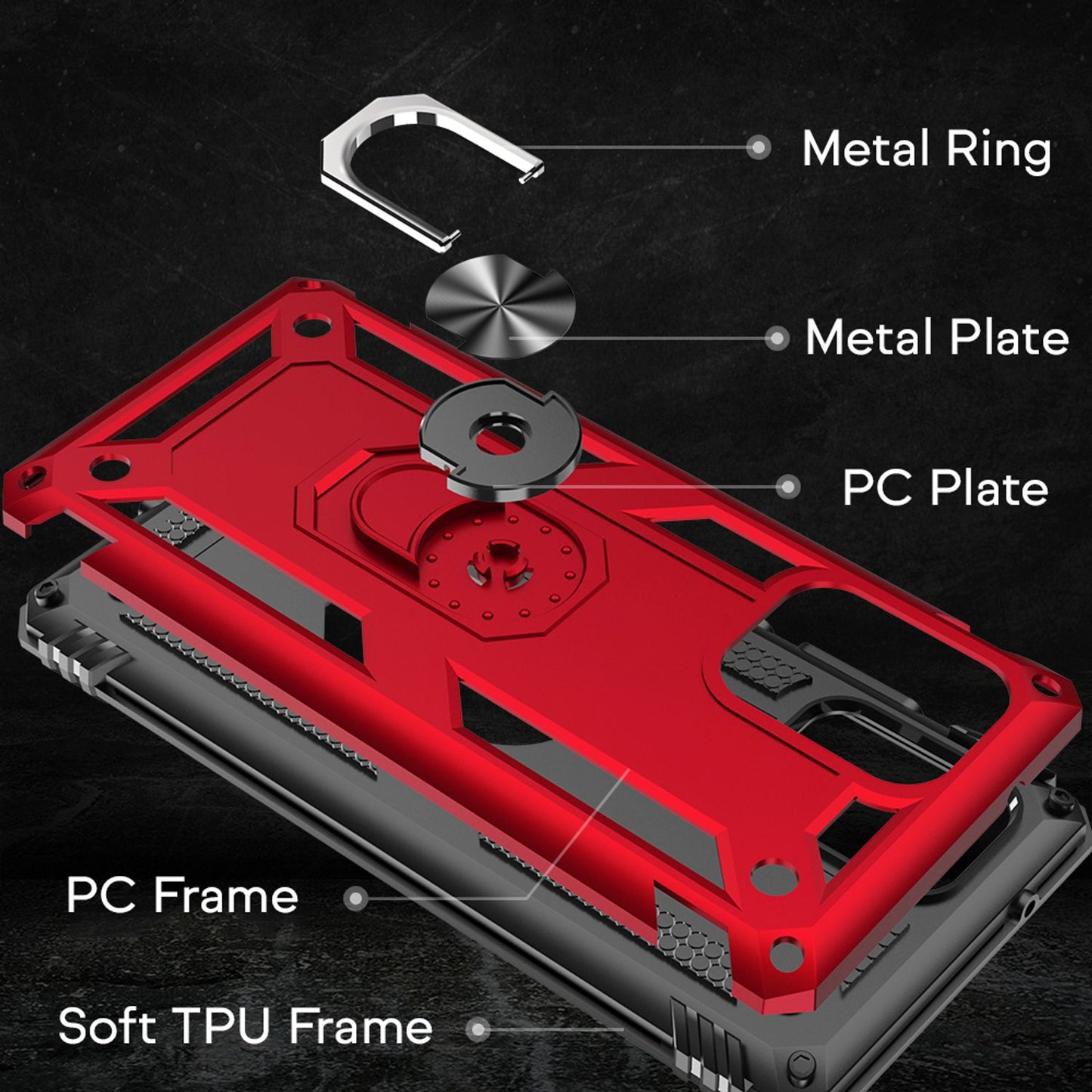 NALIA Ring Case fyrir Samsung Galaxy S10 Lite, verndandi símahulstur úr TPU