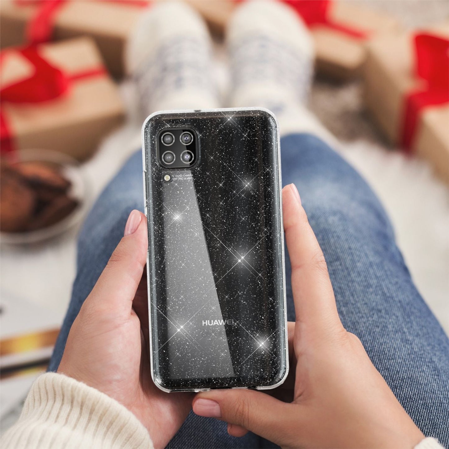 NALIA Glitrandi Símahulstur fyrir Huawei P40 Lite, Glitrandi Sílikon Símahulstur