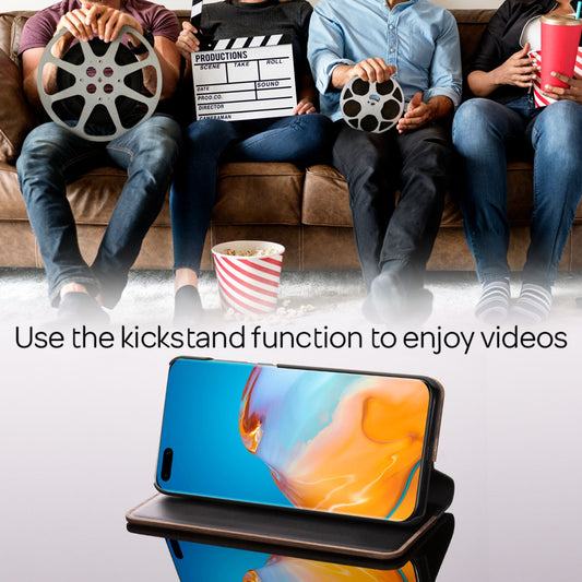 NALIA Real Wood Flip Case for Huawei P40, Wood Case Phone Cover Flip Case 360°