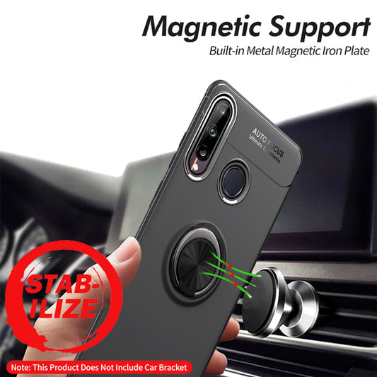 NALIA Ring Handy Hülle für Huawei P40 lite E, Silikon Cover Case mit 360° Halter