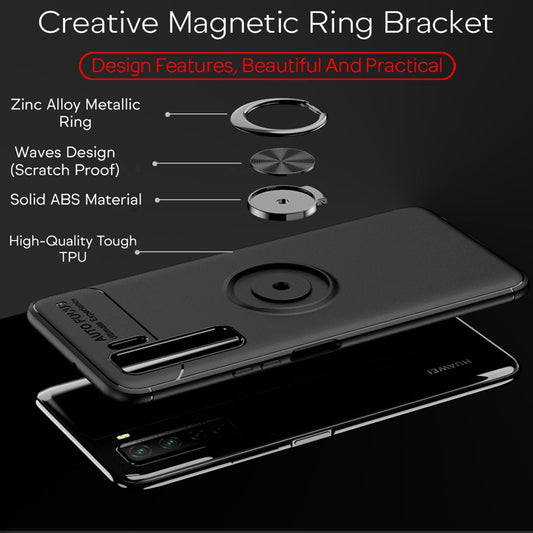 NALIA Ring Phone Case for Huawei P40 lite 5G, Silicone Cover Case with 360° Holder