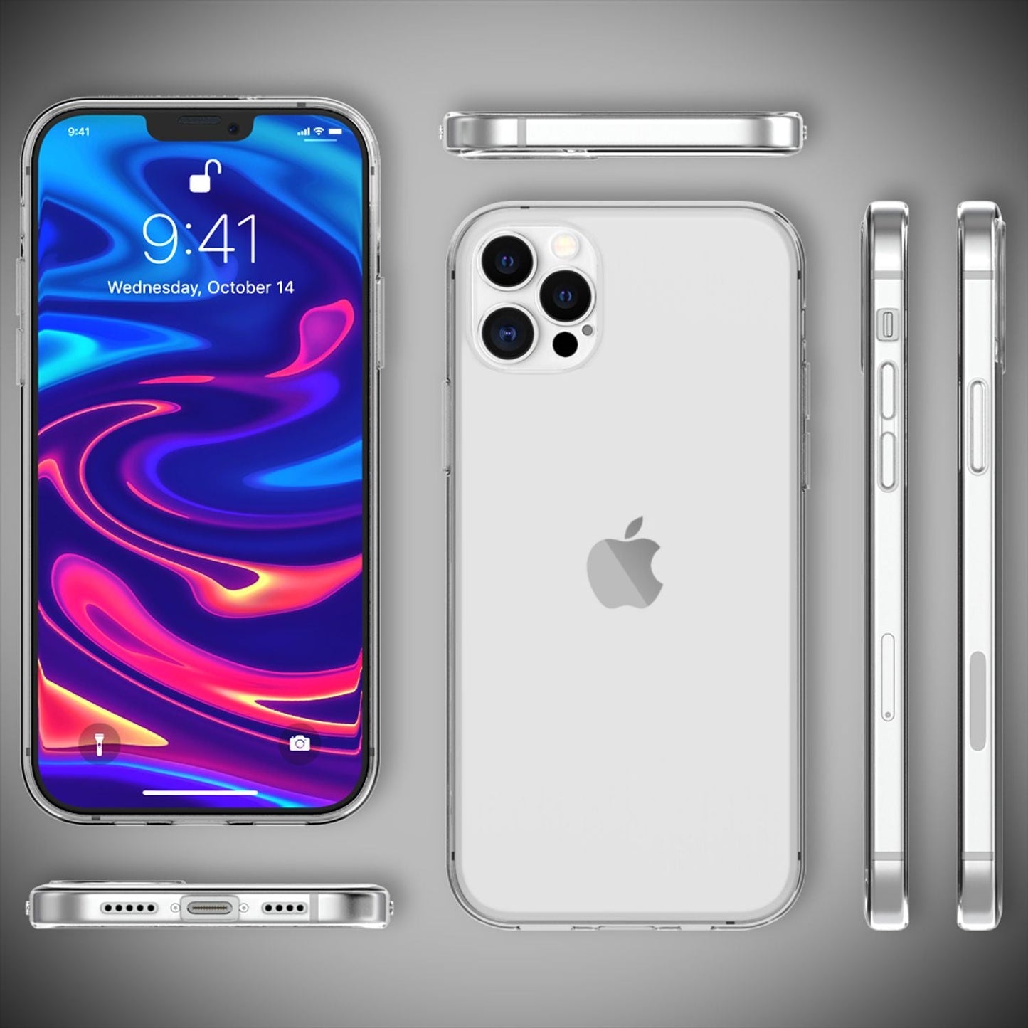 NALIA símahulstur fyrir iPhone 12 Pro Max, þunnt hulstur, verndandi taska, gegnsætt