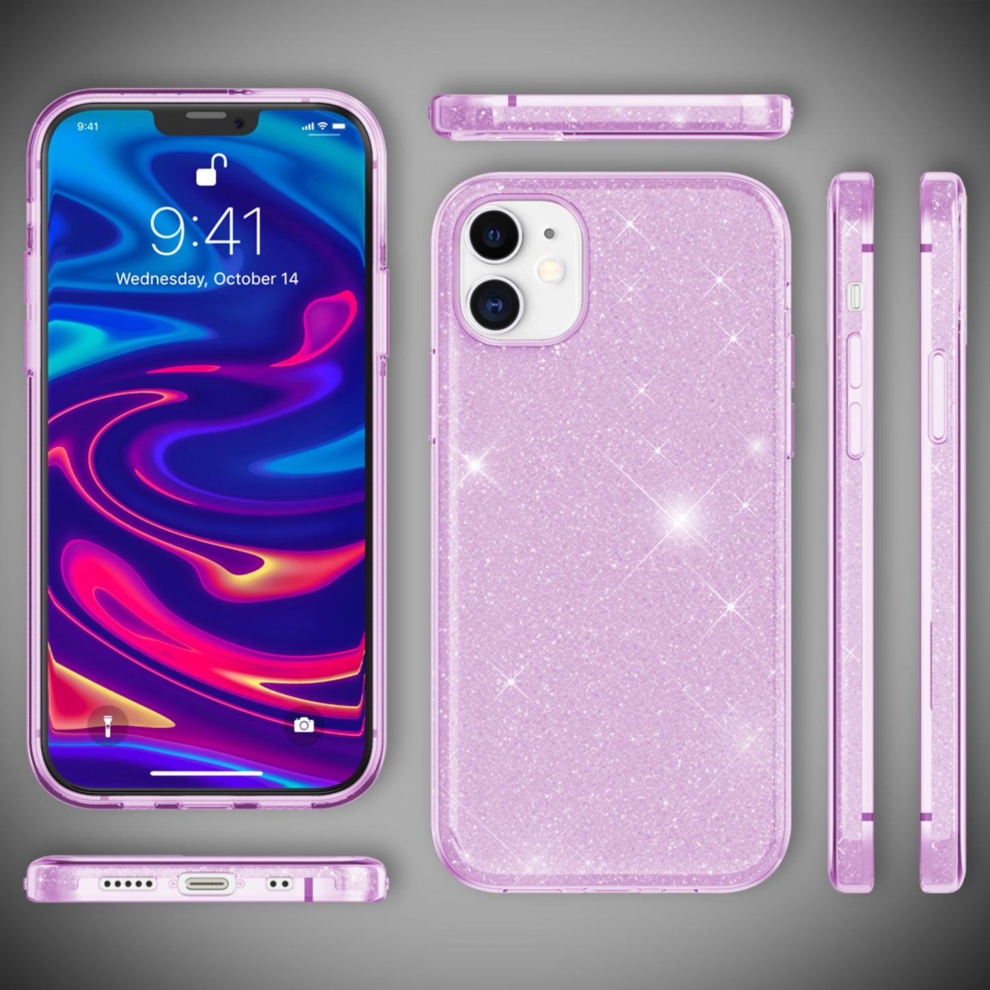 NALIA glitrandi símahulstur fyrir iPhone 12 Mini, Bling hulstur með glitrandi vernd