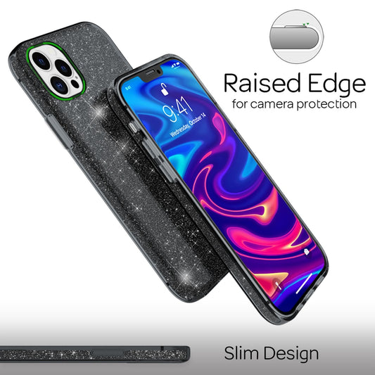 NALIA glitrandi símahulstur fyrir iPhone 12 Pro Max, Bling hulstur með glitrandi stuðara