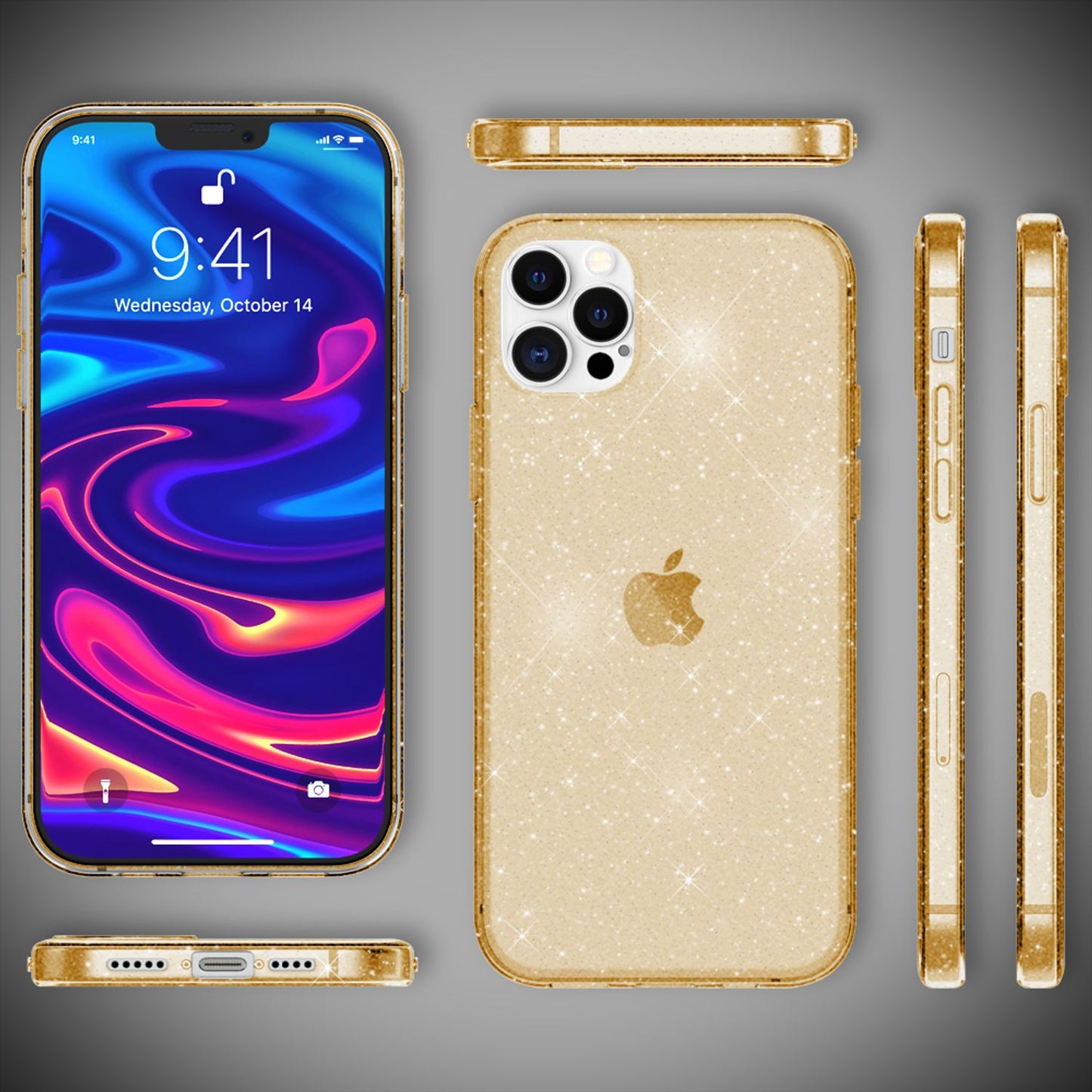 NALIA Glitter Case for iPhone 12 Pro Max, Bling Phone Cover Protective Glitter Case