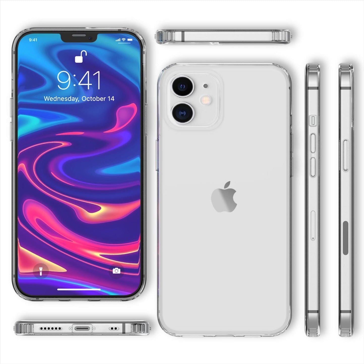 NALIA símahulstur fyrir iPhone 12 mini, hart hulstur og sílikonhlífðarhulstur