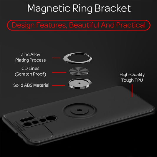 NALIA Ring Phone Case for Xiaomi Redmi 9, Silicone Case Cover with Finger Holder