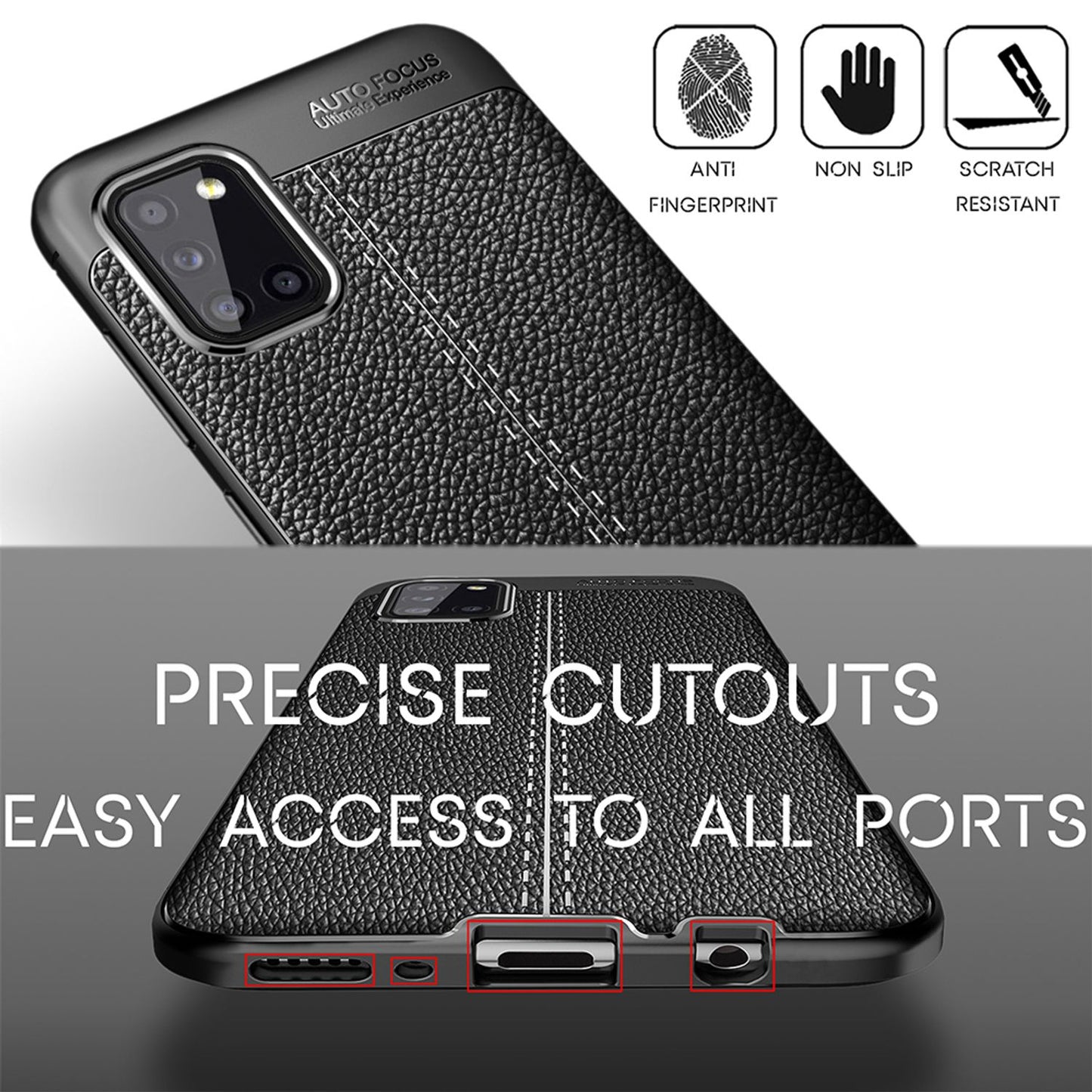 NALIA Design Phone Case for Samsung Galaxy A31, Leather Look Case Cover