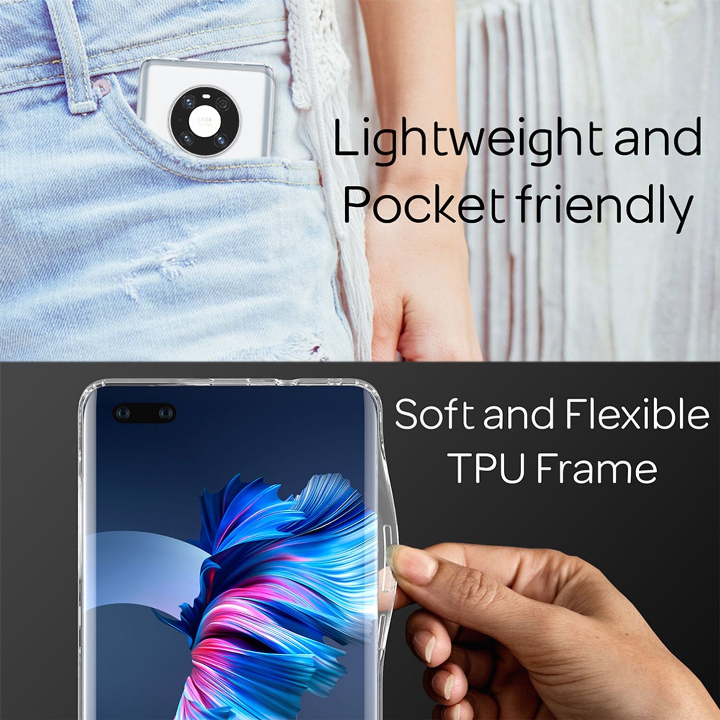 NALIA Clear Phone Case for Huawei Mate 40 Pro, Protective Case Cover Bumper