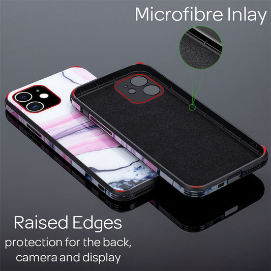 NALIA Marble hulstur fyrir iPhone 12 mini, 9H glerhulstur, rispuþolið símahulstur