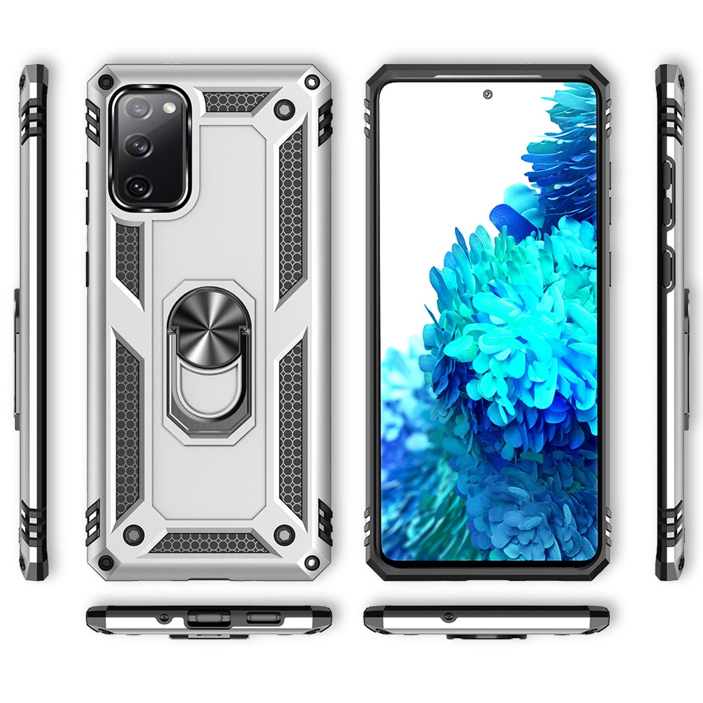 NALIA Ring Cover for Samsung Galaxy S20 FE, Robust Phone Case Protective Cover