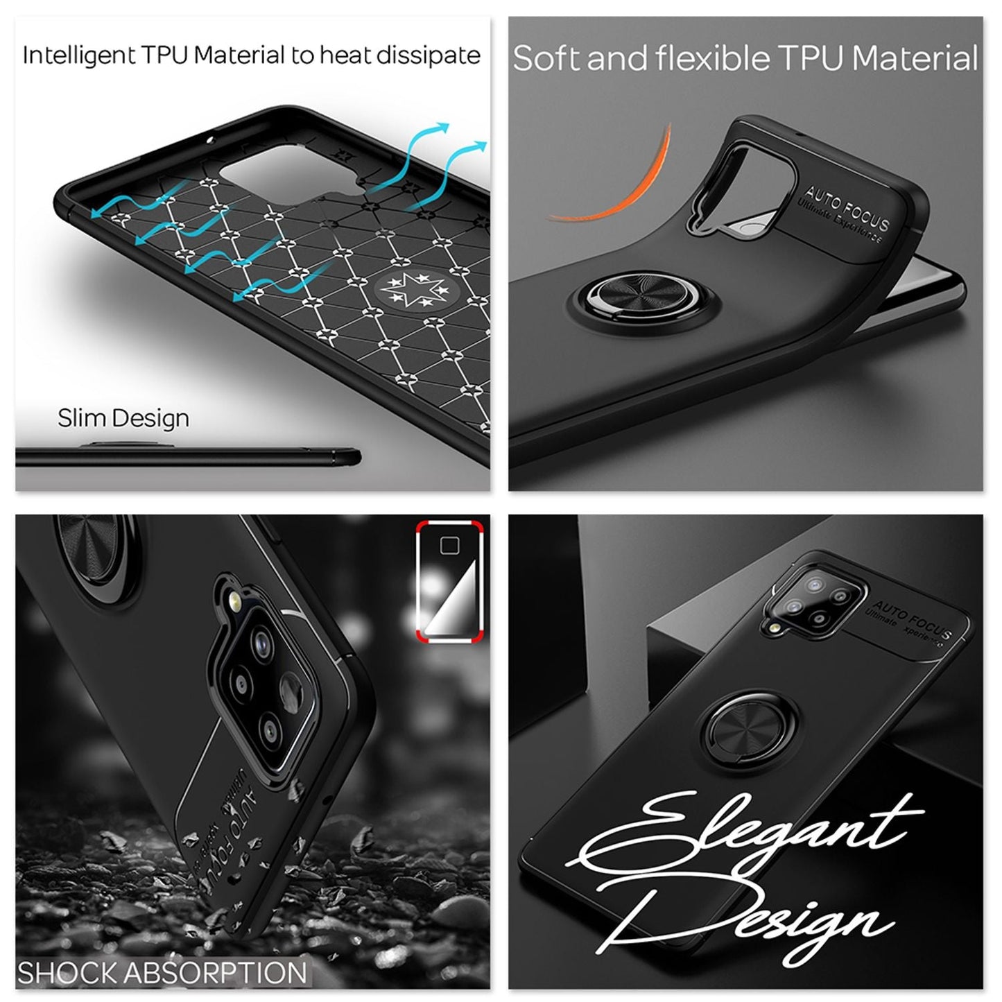 NALIA Ring Phone Case for Samsung Galaxy A42 5G, Phone Cover Protective Bag Case