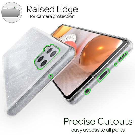 NALIA Clear Glitter Case for Samsung Galaxy A42 5G, Bling Phone Case Cover