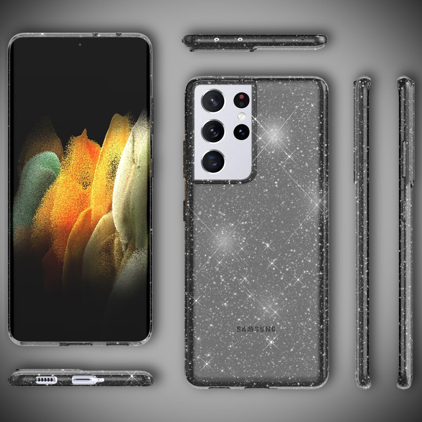 NALIA glitrandi símahulstur fyrir Samsung Galaxy S21 Ultra, verndandi hulstur